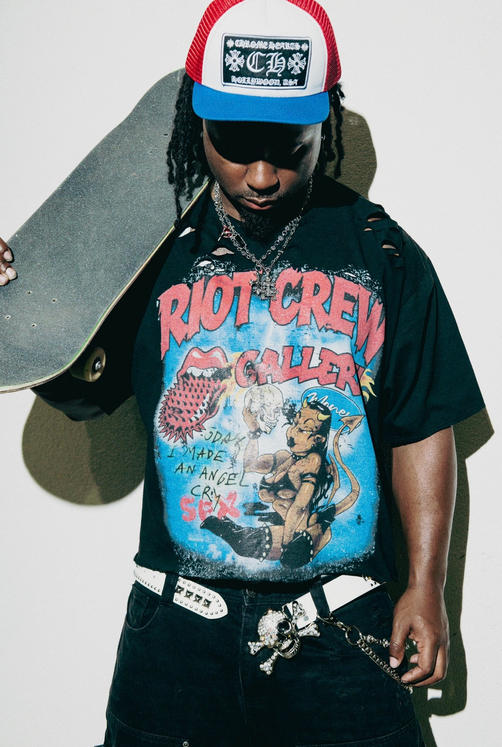 “RIOT CREW” Distressed Tee