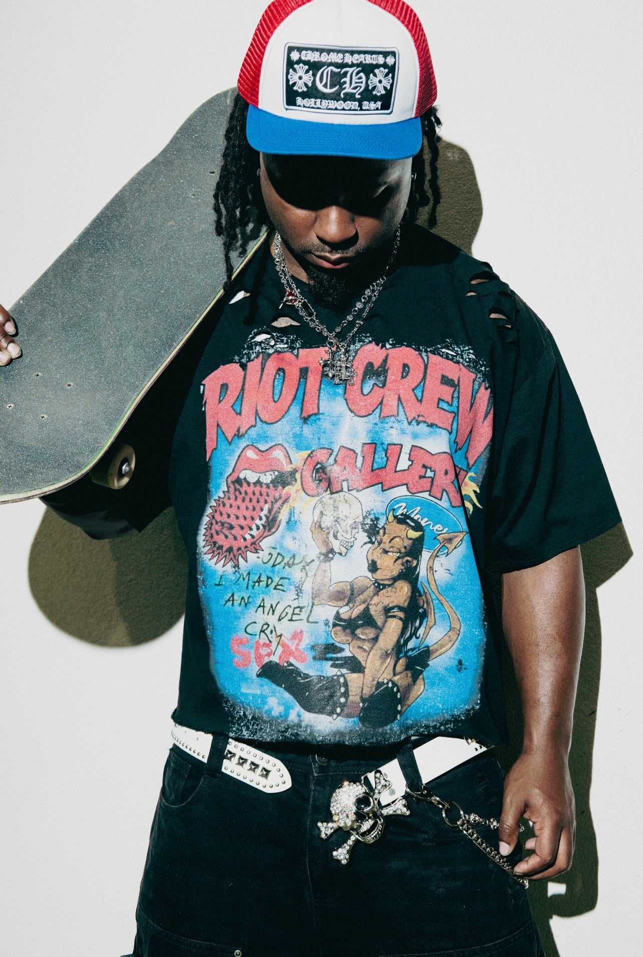 “RIOT CREW” Distressed Tee