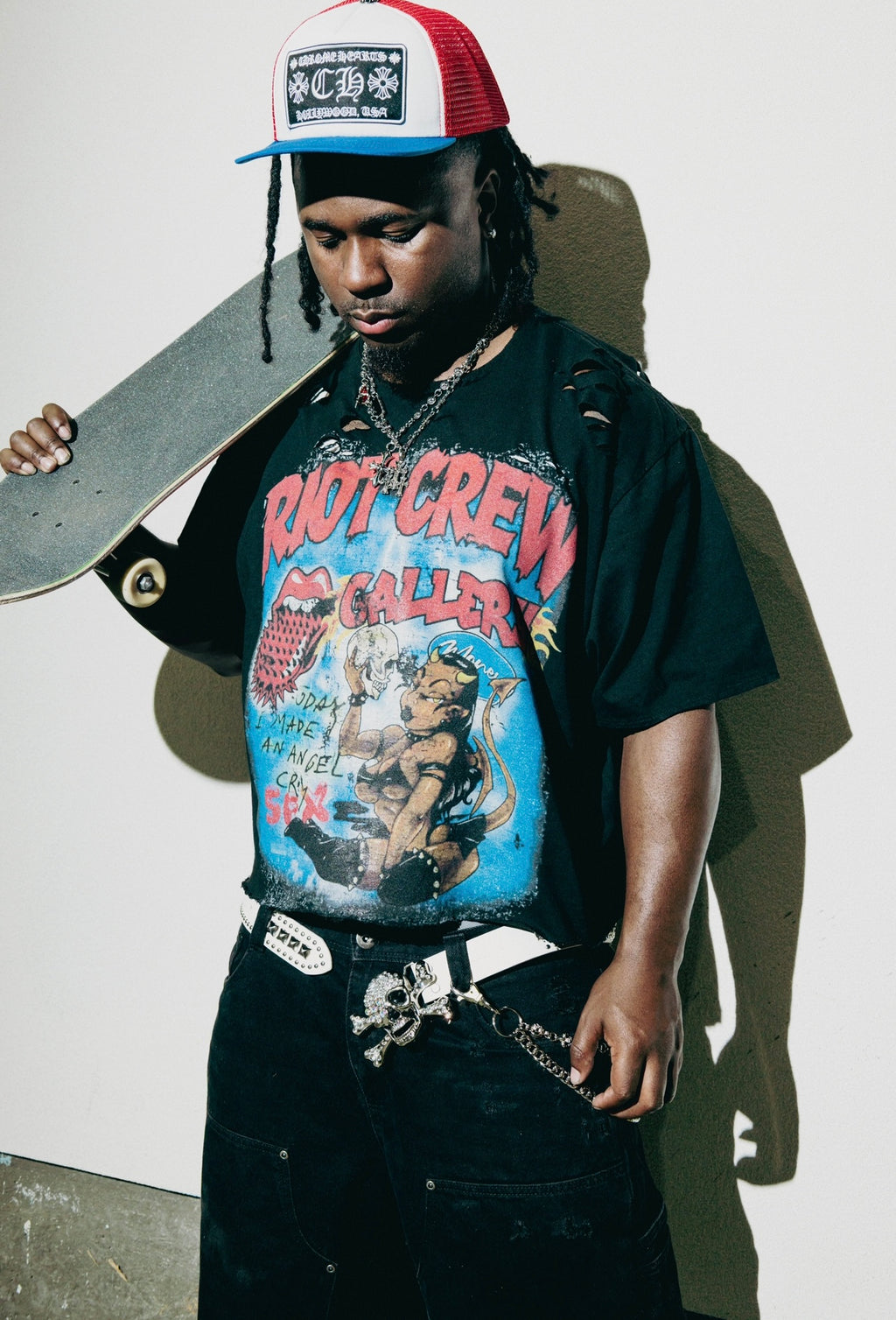 “RIOT CREW” Distressed Tee