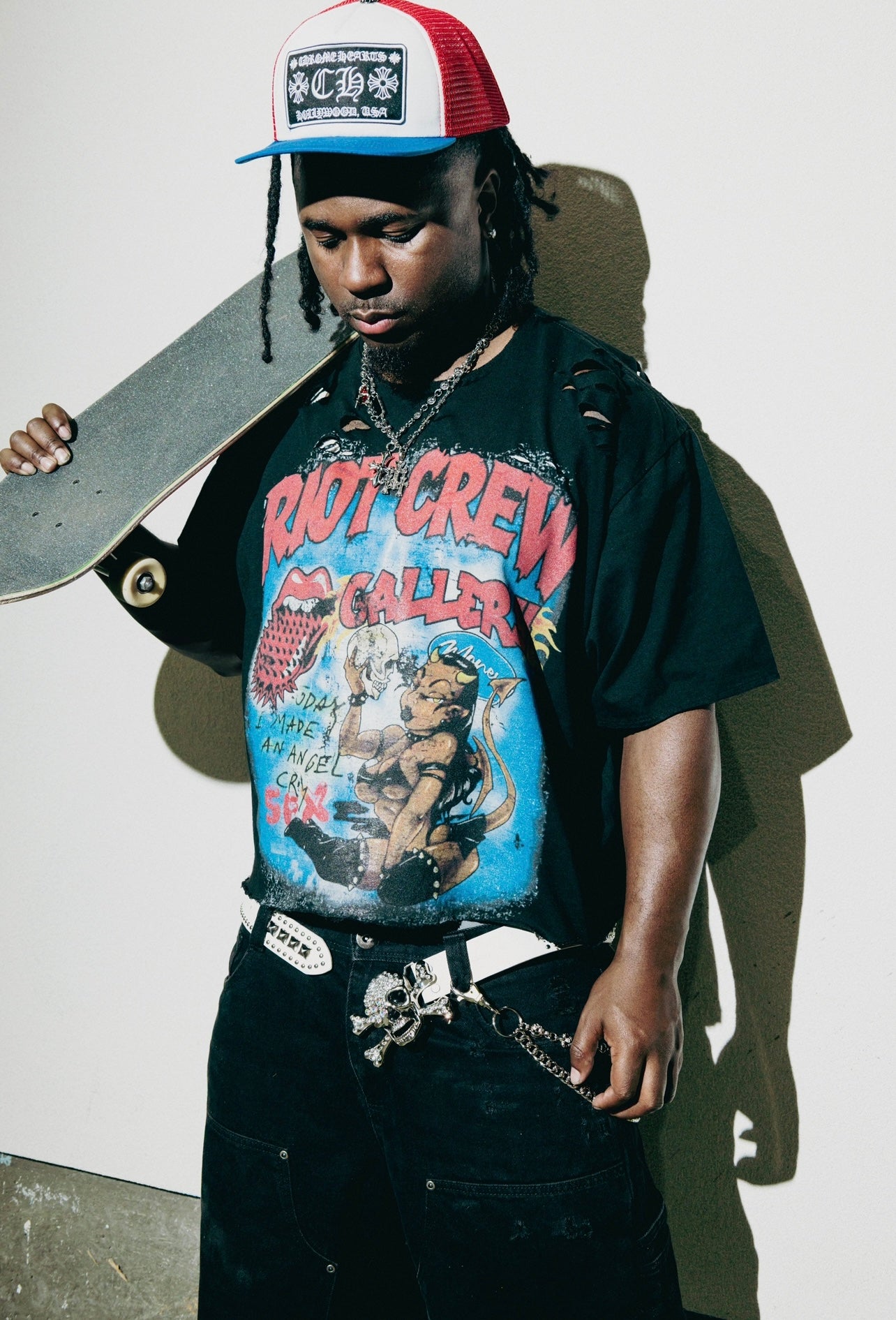 “RIOT CREW” Distressed Tee
